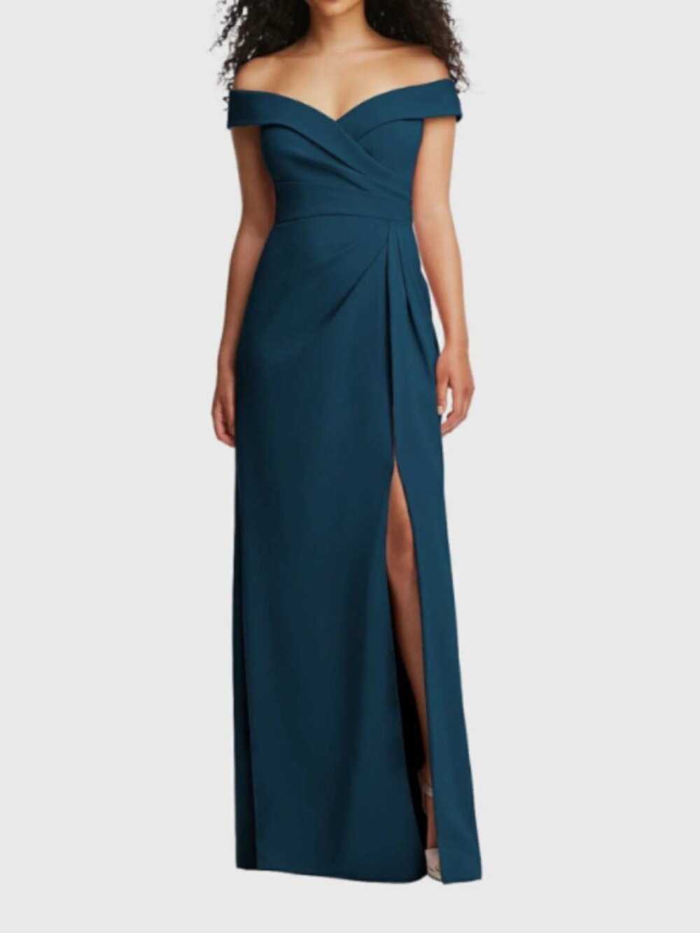 AFTER SIX Off the Shoulder Crepe Gown in Atlantic Blue Size 16 R 6872